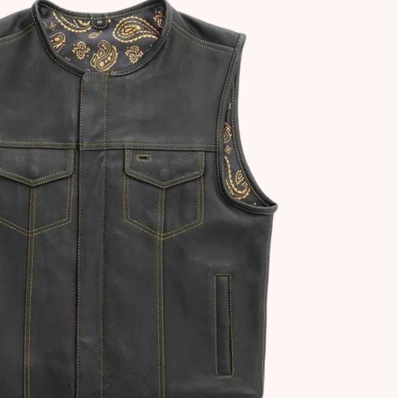 Leather motorcycle vest with conceal-carry pockets