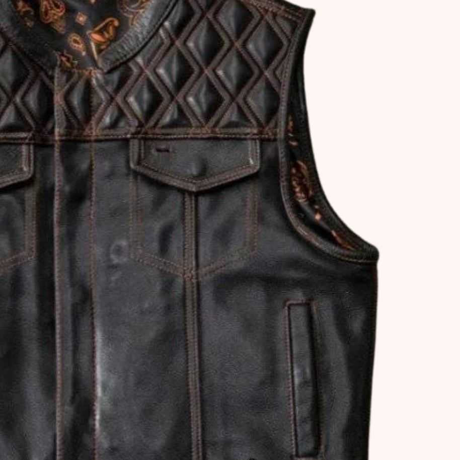 Black motorcycle vest with conceal-carry pockets