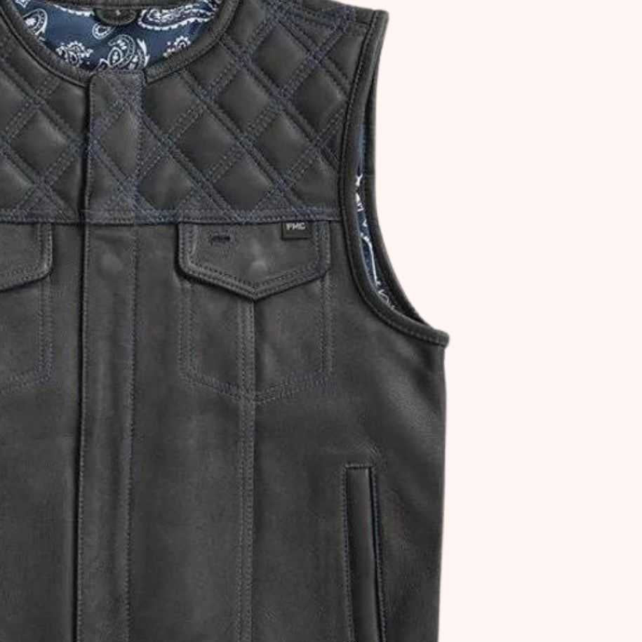 Quilted leather vest with conceal carry