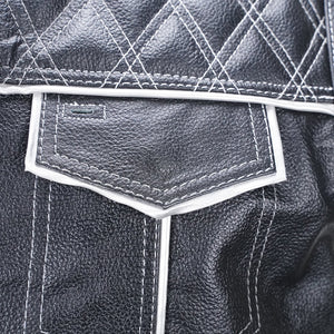 Men's black checkered vest back view