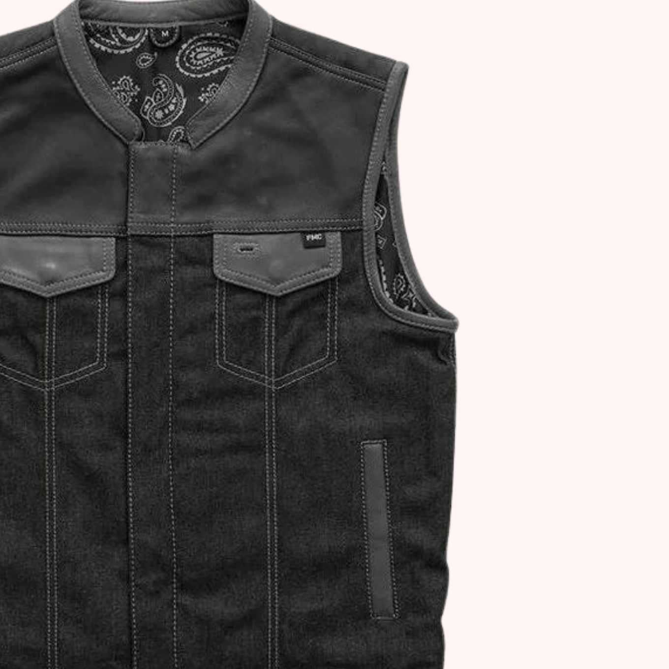 Men's biker vest front view