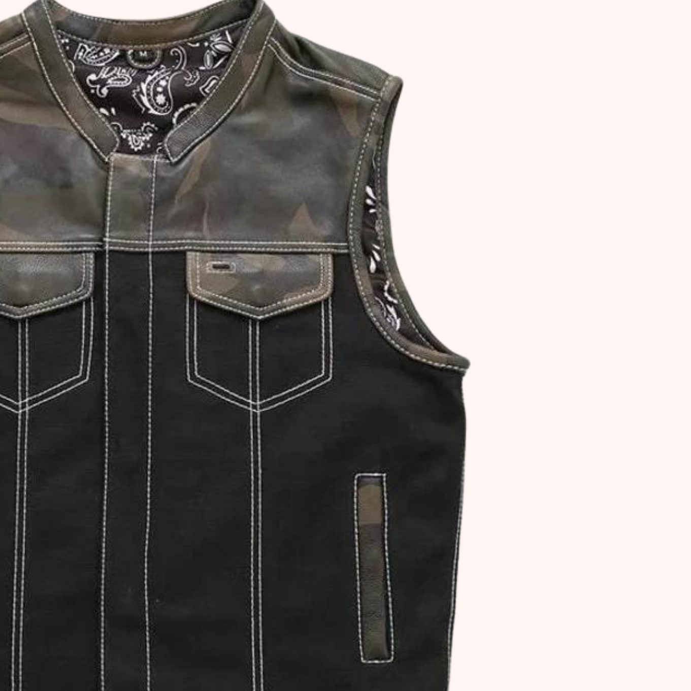Men's canvas biker vest front view