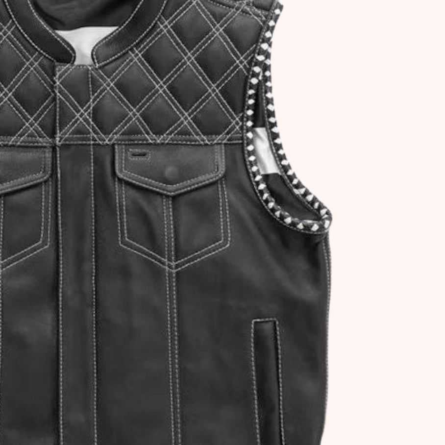 Men's twill biker vest front view