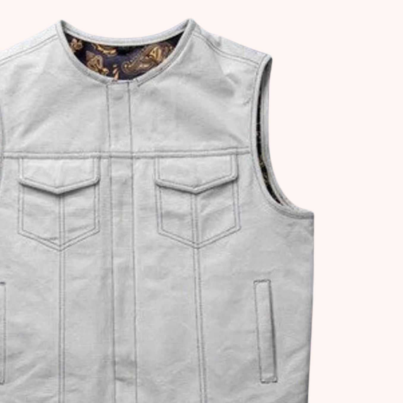 Men's canvas motorcycle vest front view