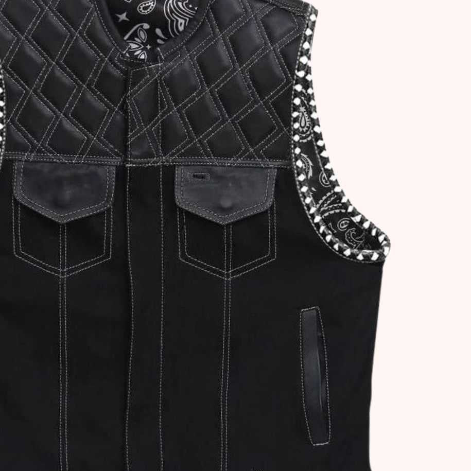 Men's bandanna biker vest front view