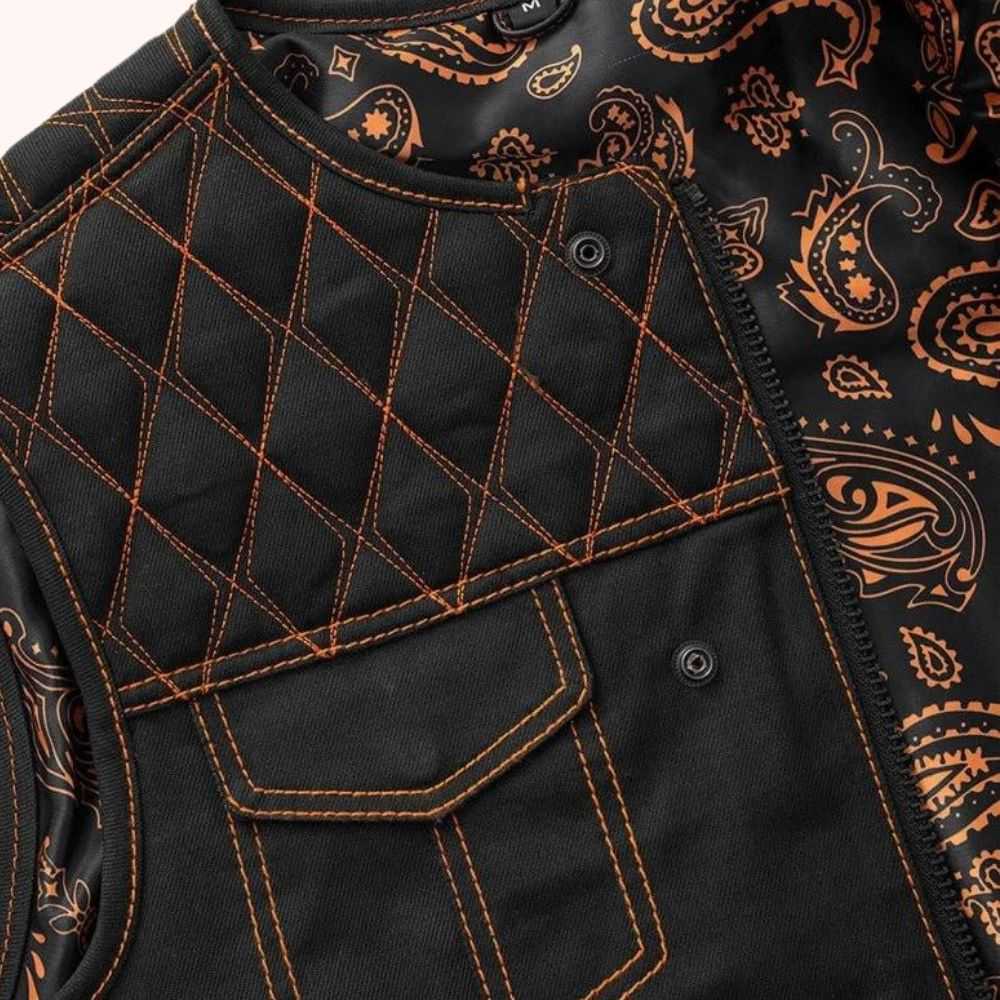 Vintage denim riding vest detail