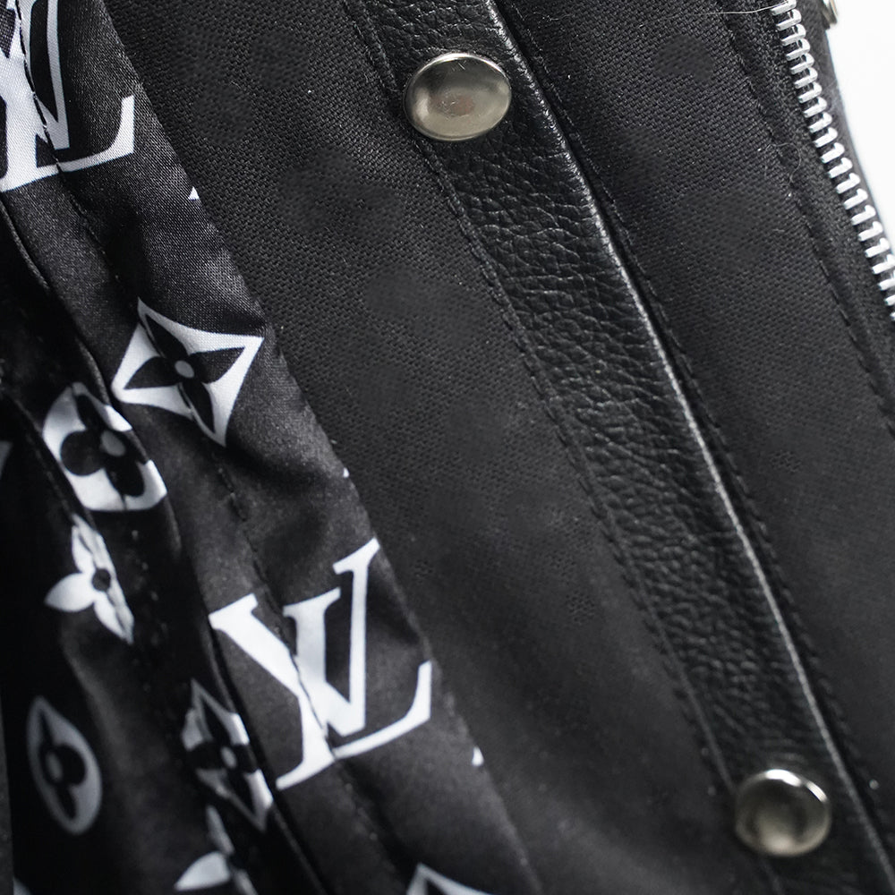 Biker leather vest with rolled collar