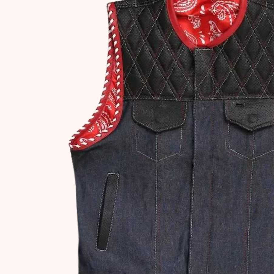 Denim vest with conceal-carry pockets