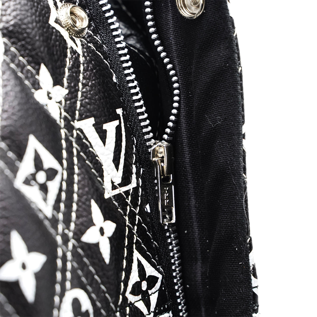 Black Diamond Pattern Premium Leather Motorcycle Vest - inner pocket