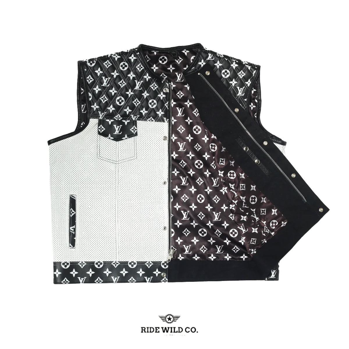Men's leather biker vest front view
