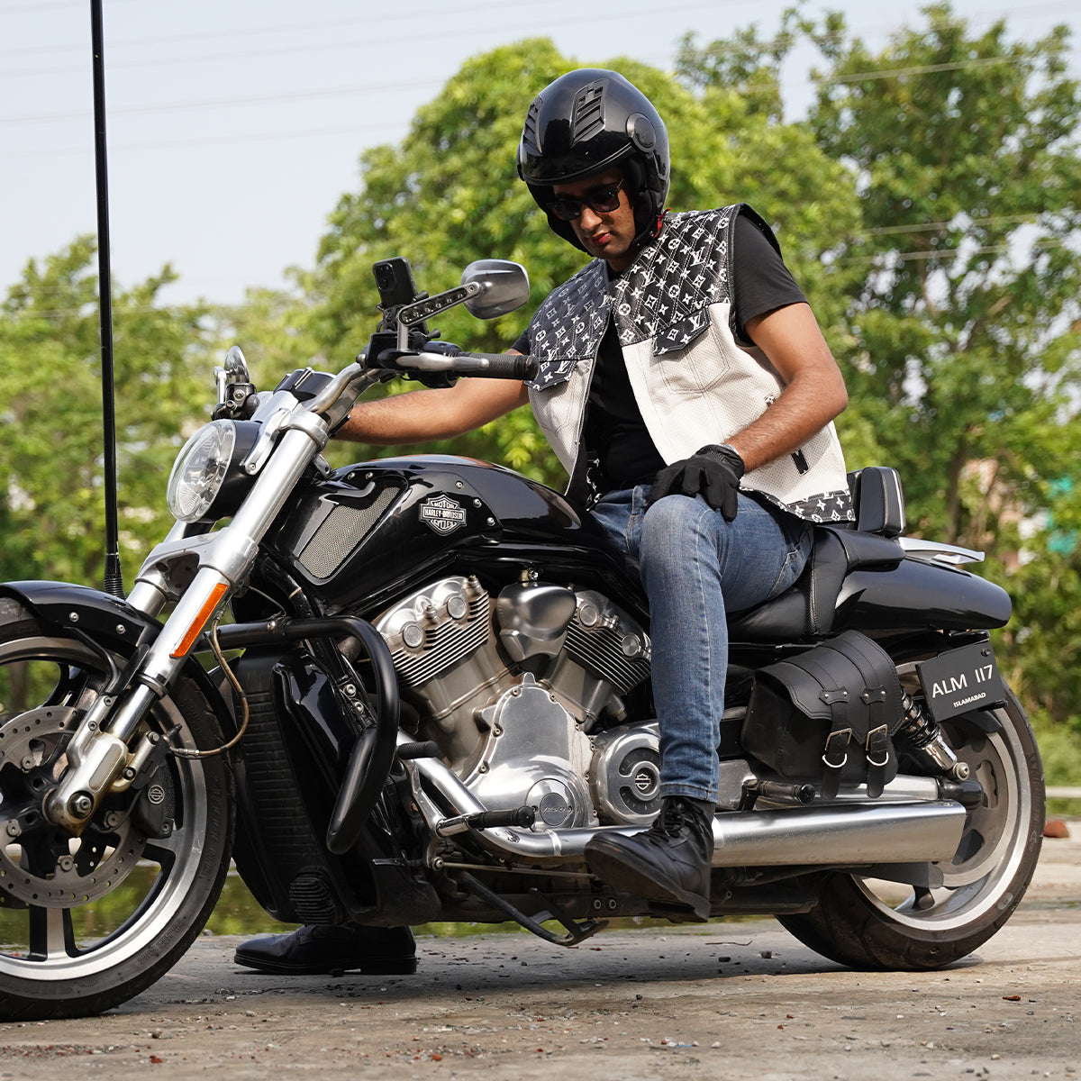 Club style leather motorcycle vest