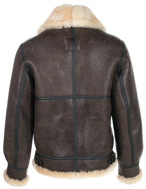 Brown shearling bomber jacket for men