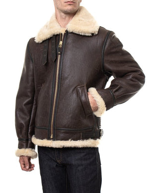 Classic B-3 shearling jacket detail