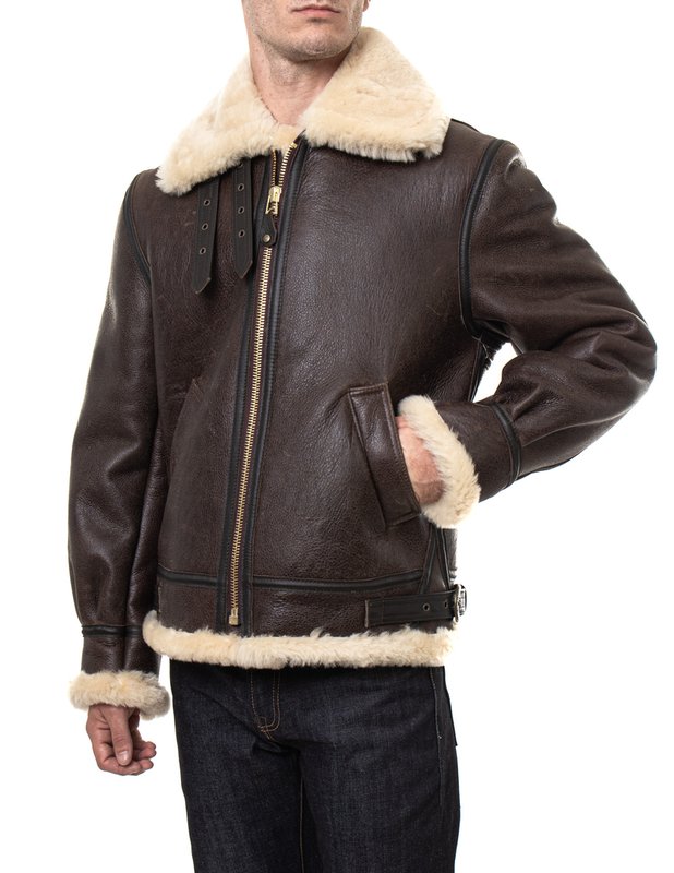 Classic B-3 shearling jacket detail