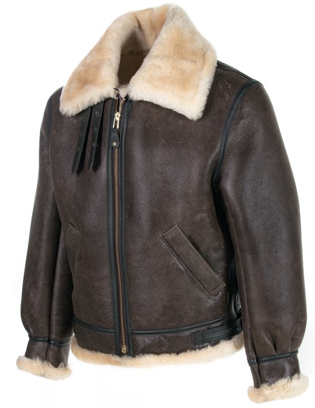 Heavyweight shearling B-3 jacket front view
