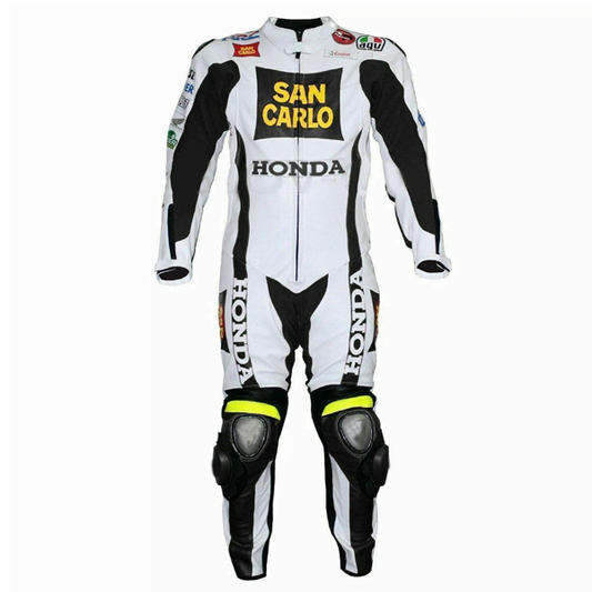 Honda Racing SAN CARLO Motorcycle Riding Gear Genuine Cowhide Leather Suit