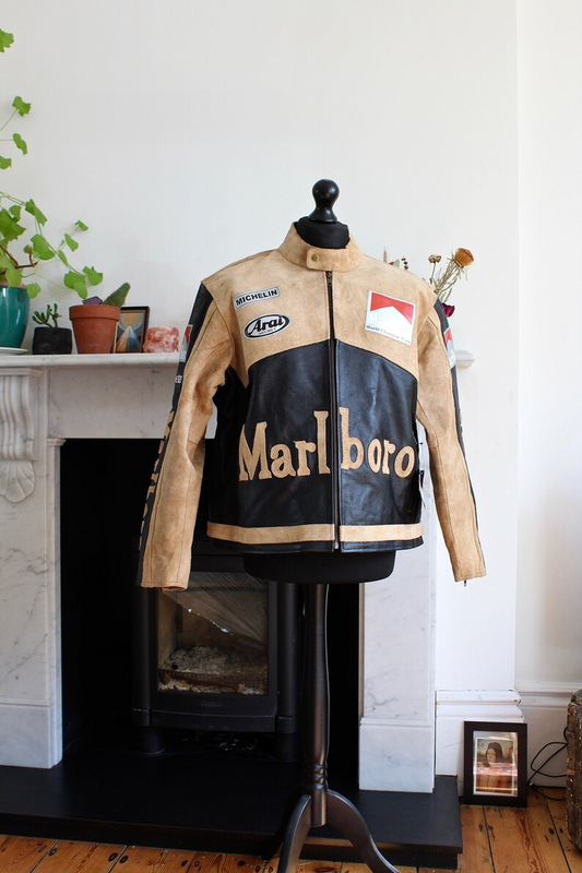 Marlboro Suede Leather Streetwear Jacket – Premium Comfort & Classic Biker Style