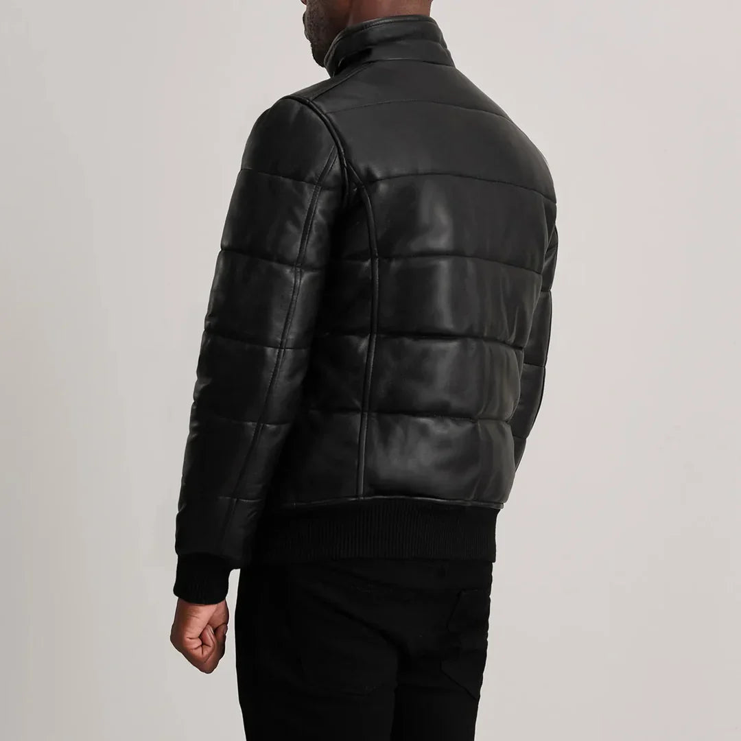 Sheepskin puffer bomber jacket for men