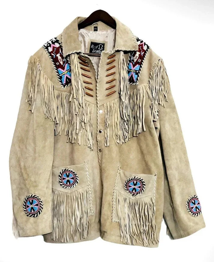 Men's Native American buckskin suede Western jacket
