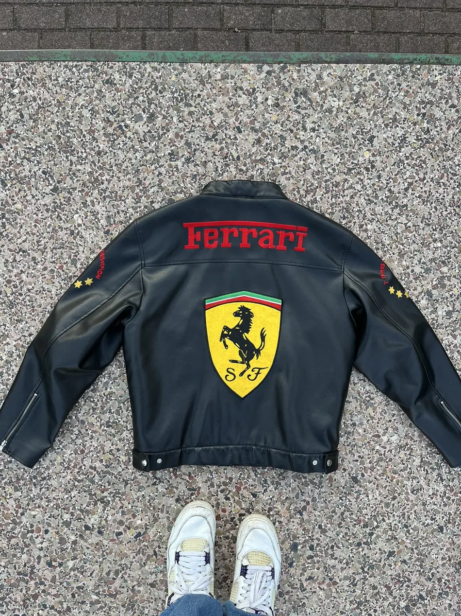 Michael Schumacher Ferrari F1 World Champion 2004 Black & Red Leather Jacket
