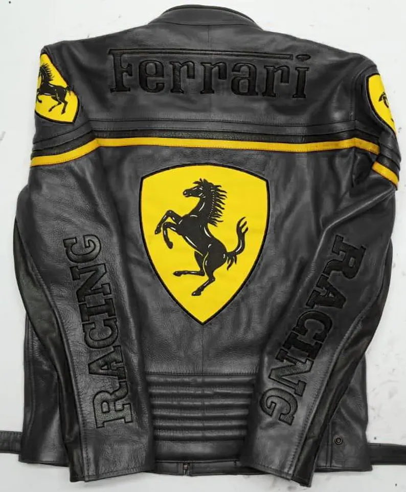 Ferrari Racing Black F1 Streetwear Leather Biker Jacket