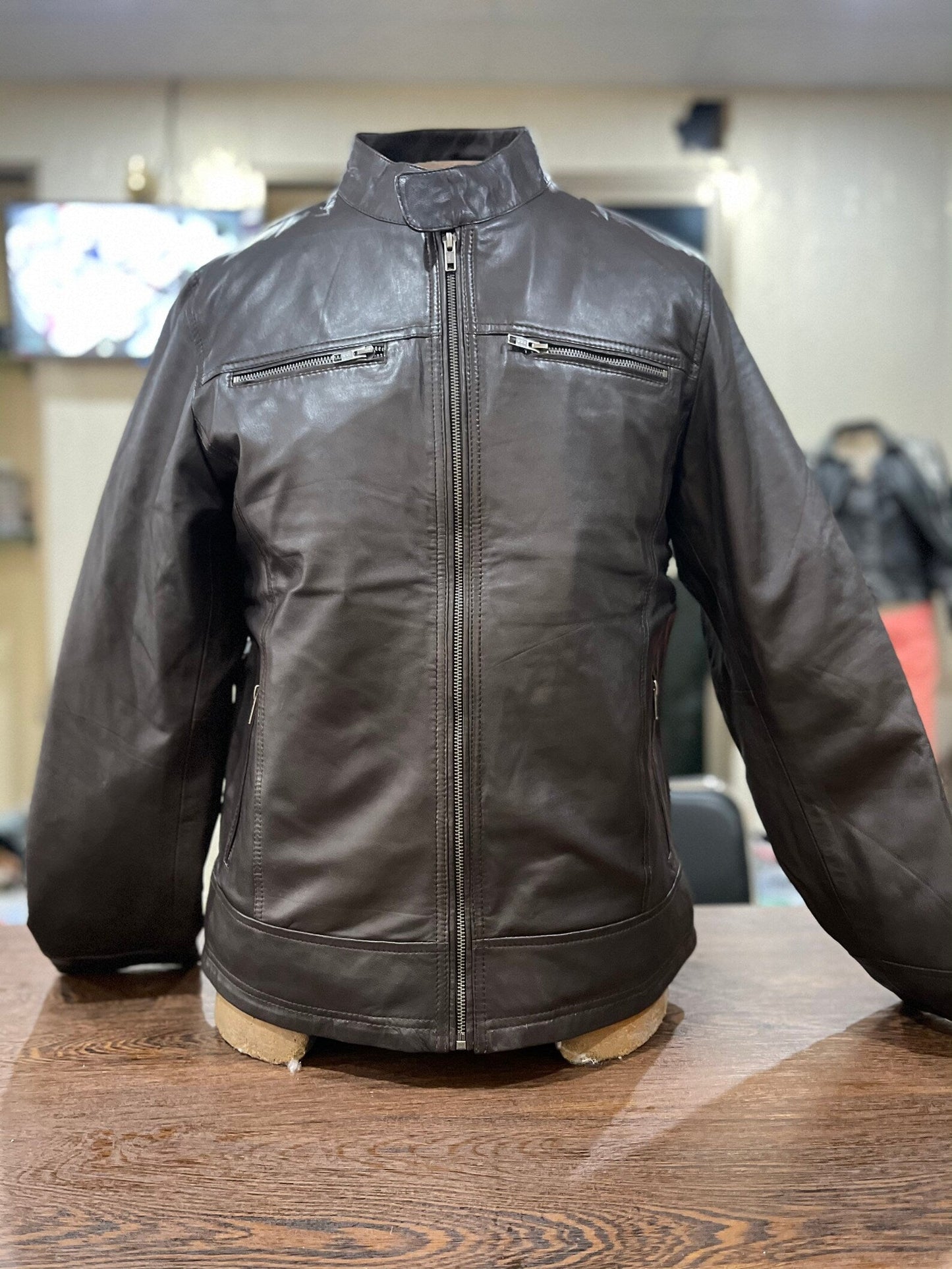 Leather Jackets, Mens Jacket, Motorbike Leather Mens Jacket, Biker Printed Jacket, Sheep Leather Original Leather Jacket, Coat Large Size