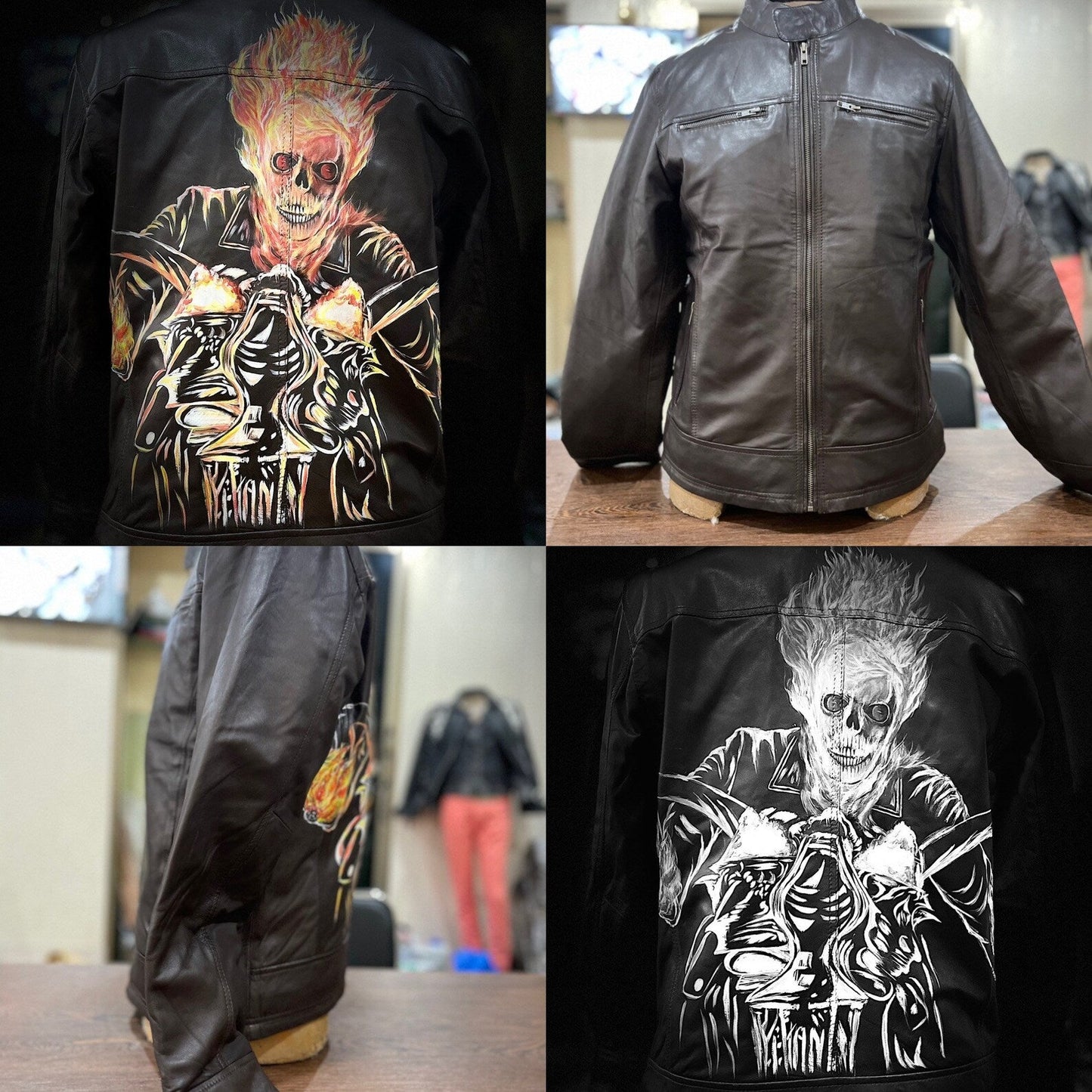 Leather Jackets, Mens Jacket, Motorbike Leather Mens Jacket, Biker Printed Jacket, Sheep Leather Original Leather Jacket, Coat Large Size