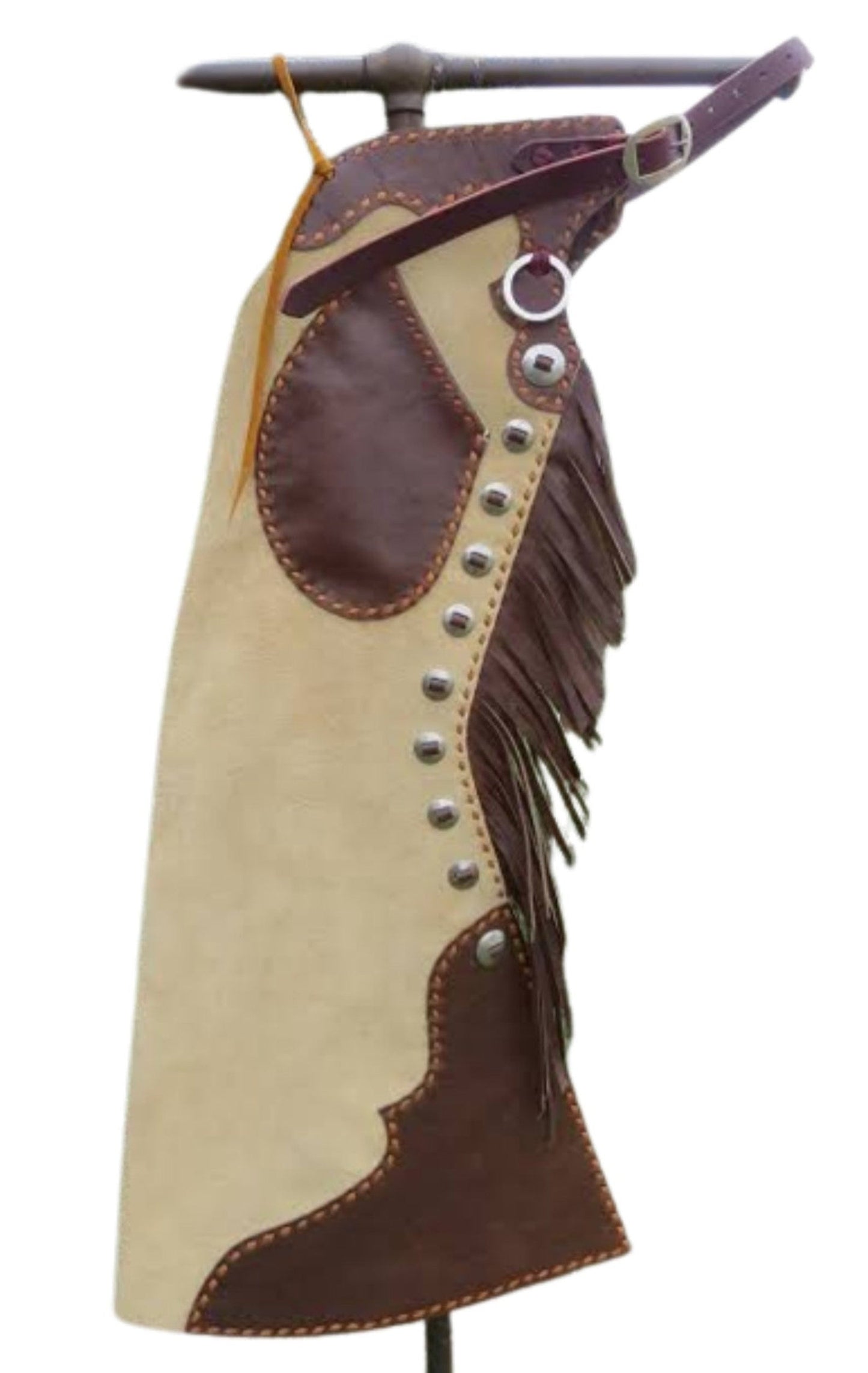 Leather Chap Beige Suede Fringes Style Braided Chap Western Cowboy Chap Mountain Men Rodeo pant Chap, Horse Gifts For Men , Gifts For Cowboy