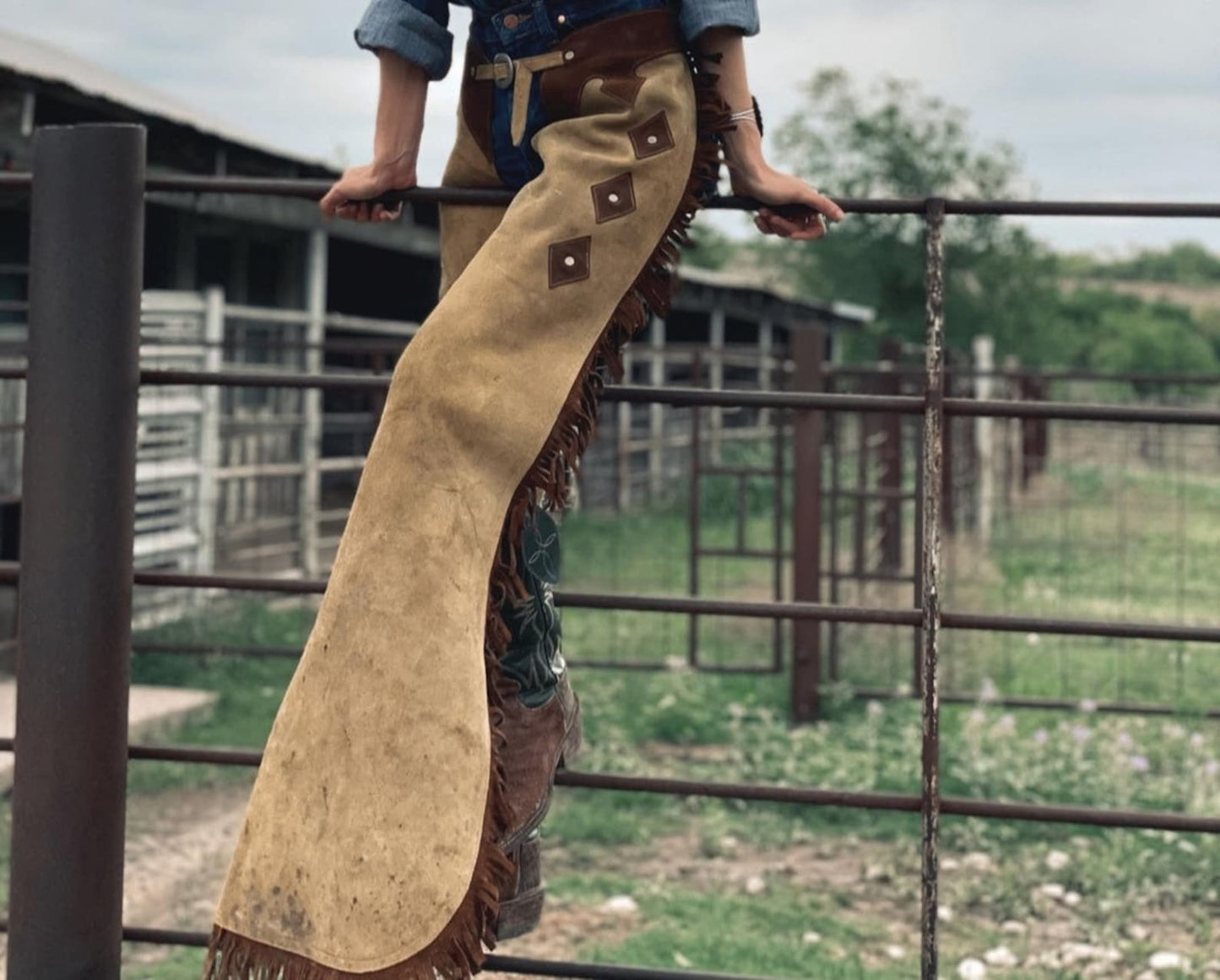Handmade Cowgirl Chap Buck Skin Suede Leather Pant Rodeo Chap Western Leather Chap Suede Gifts For Her , Gifts For Women