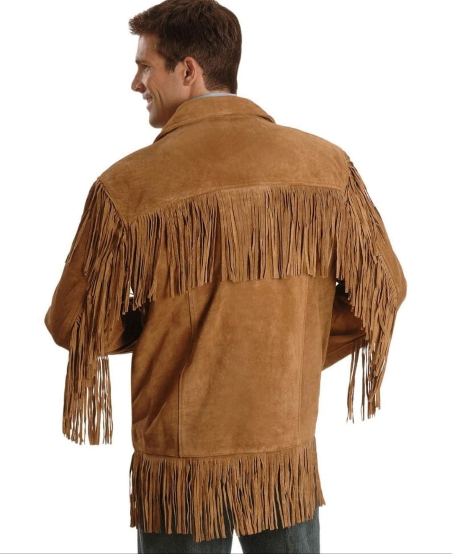 Men Traditional Handmade Horse Riding Wear Native American Western Cowboy Leather Jacket Coat With Fringes and Beads , Gifts For Him