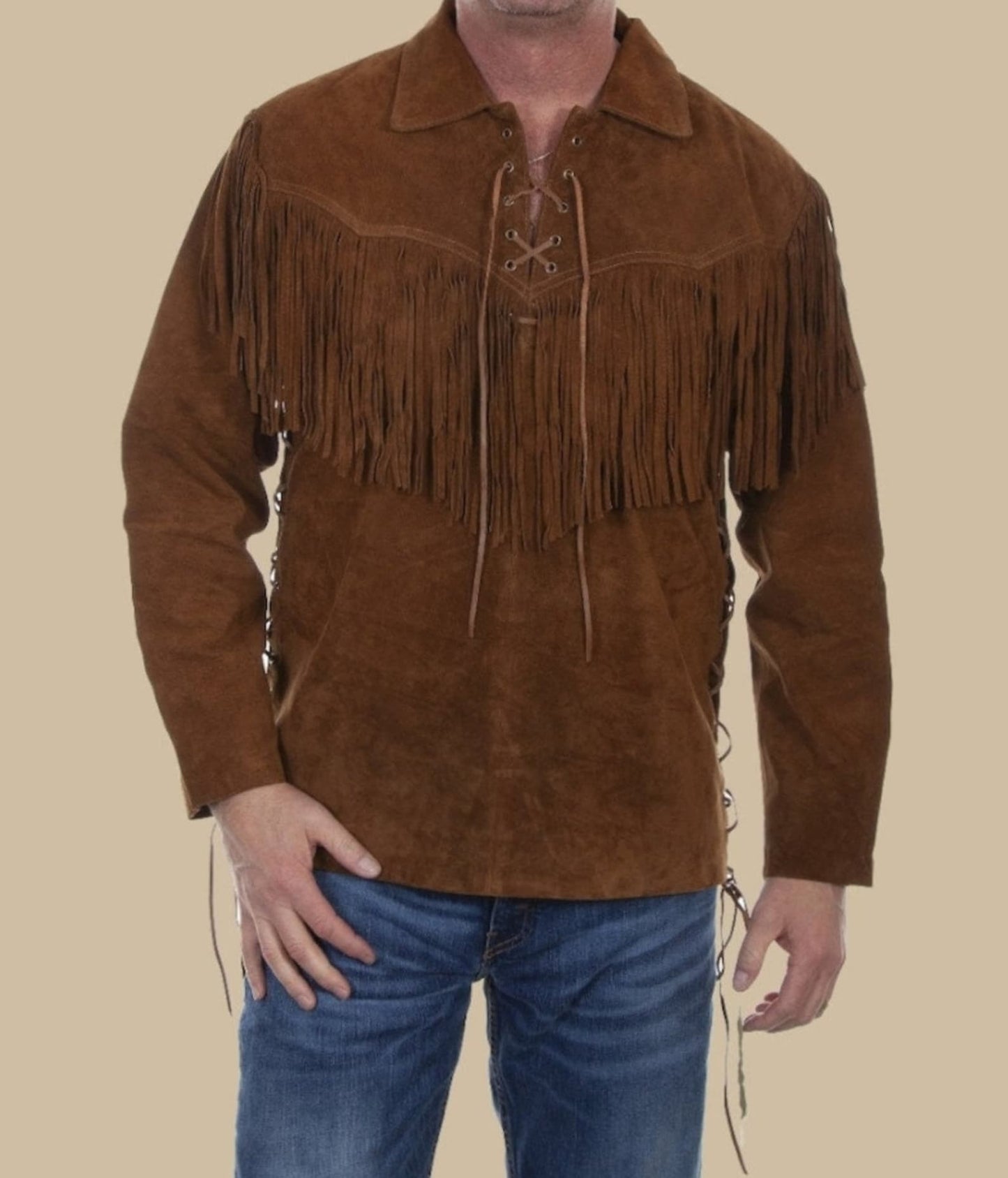 Handmade Western Jacket Real Suede Leather Western Cowboy - Mountain Men Leather Jacket Vintage Apparel Rodeo Shirt - Cowboy Hunter Gifts