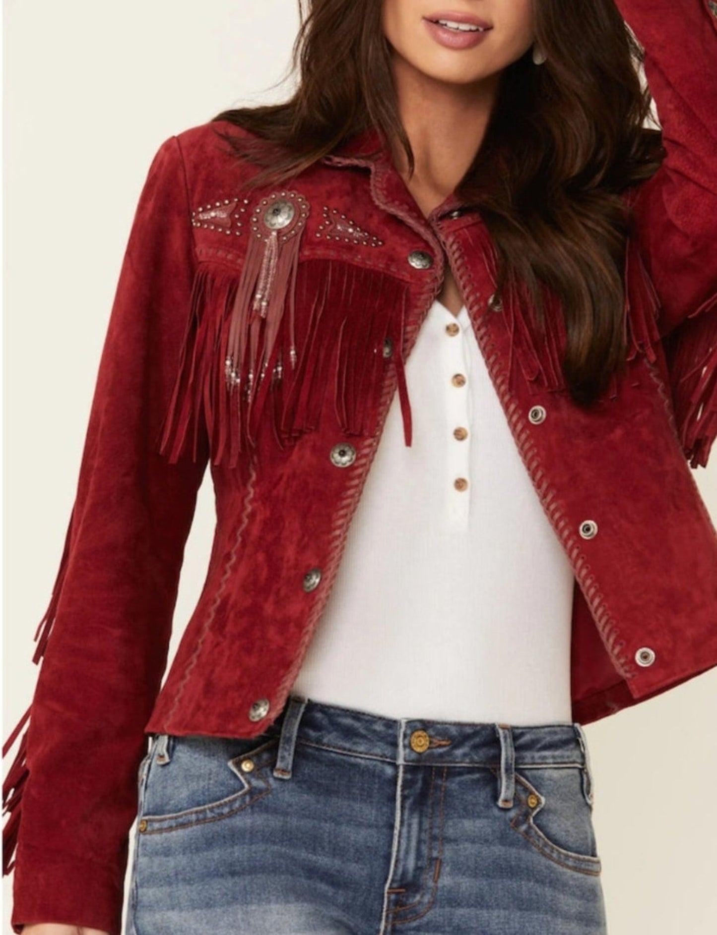 Women's Western Jacket Vintage Fringe Leather Jacket - Ladies Leather Jacket - Handmade Suede Leather Jacket Fringe Jacket , Gifts For Her