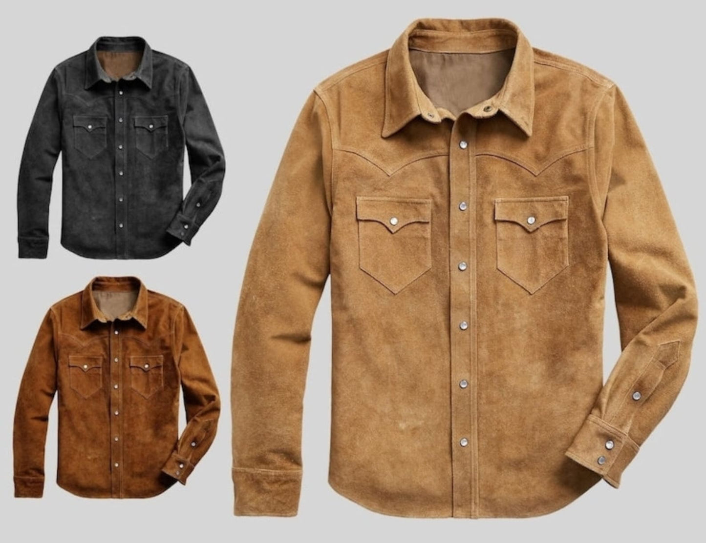 Men Suede Trucker Jacket Vintage Apparel Real Suede Leather Scully Western Shirt Tan Trucker Cowboy Shirt , Gifts For Him Gifts For Men