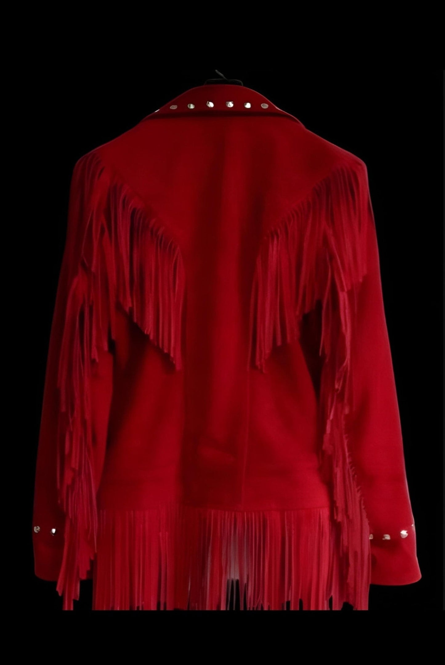 Women's Western Jacket Vintage Fringe Leather Jacket - Ladies Leather Jacket - Red Handmade Suede Leather Jacket Fringe Jacket