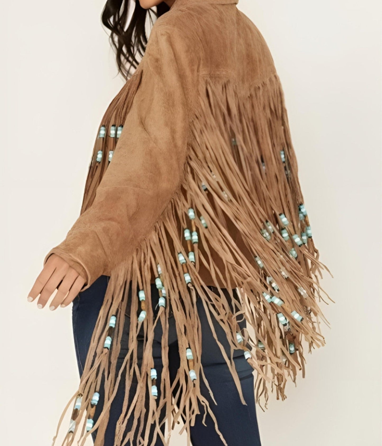 Fringe Suede Women's Jacket , Beaded Fringes Western Vintage Jacket Ladies Leather Jacket, Genuine Suede Leather, Western Jacket, Gifts