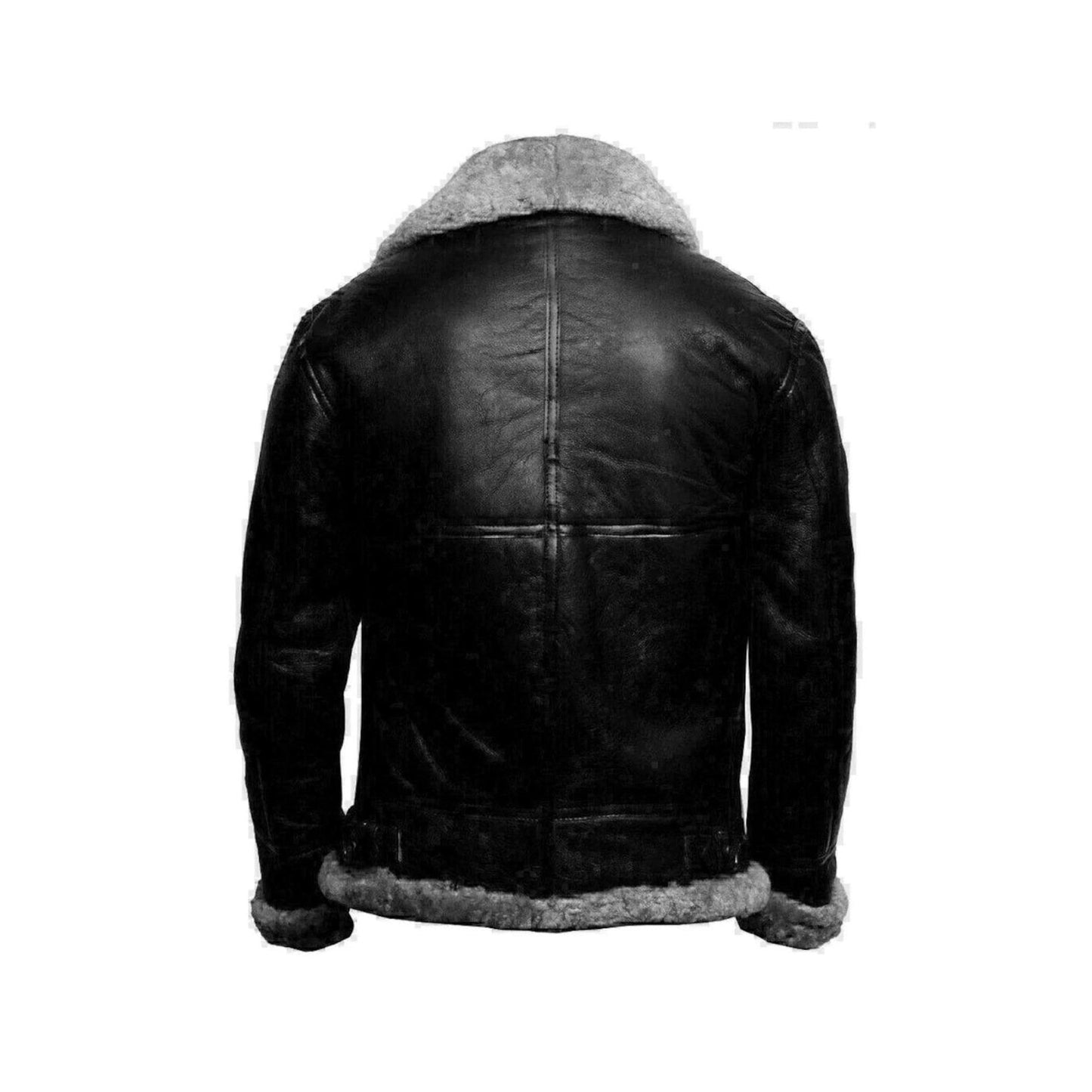 Men's New Real Leather Aviator Bomber Jacket RAF Aviator Genuine Leather Shearling Handmade Flight Fur Brown & Gray Bomber Jacket