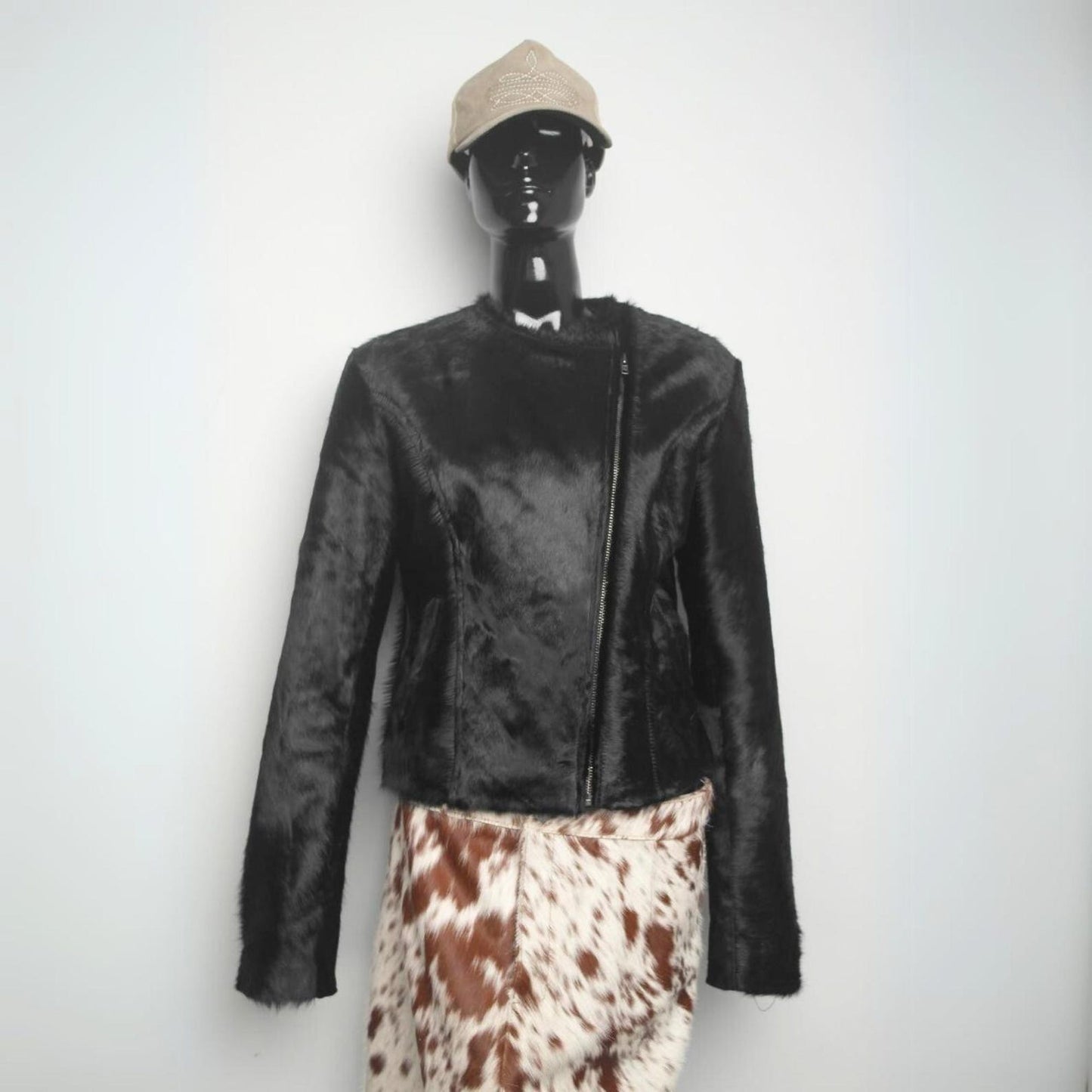 Western Cowhide Hair on Hide Jacket Collarless Women's Cowgirl Style Hair on Leather Cowgirl Jacket - Women's Western Wear Fashion
