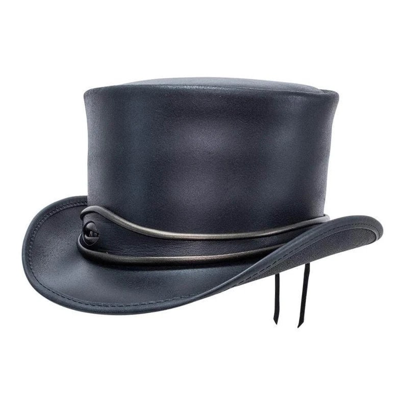 El Dorado Eye band Steampunk Black Leather Top hat Biker Motorcycle Rider Gothic Hat