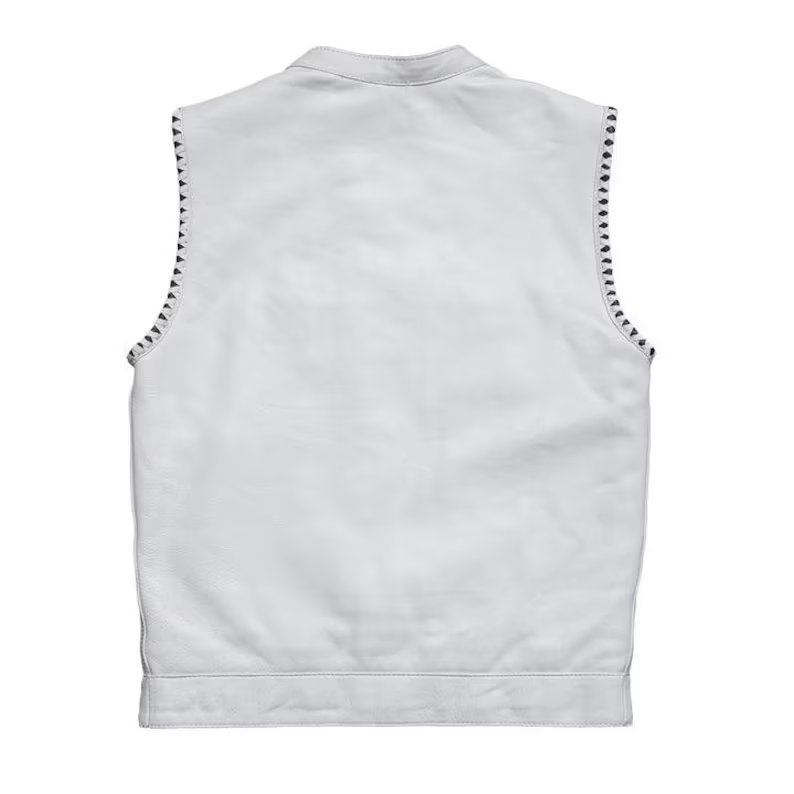 MC Leather Hunt Club White Paisley Bandana Custom Bishop Vest Biker Motorcycle,leather Men Vest