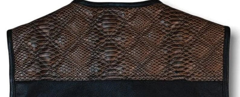 Leather Vest ,Mens Hunt Club Brown Wax Diamond Quilted Black Paisley Leather Build Denim Style Rider Motorcycle Leather Vest,Mens Vest