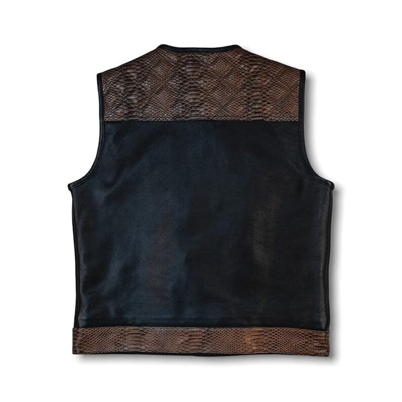 Leather Vest ,Mens Hunt Club Brown Wax Diamond Quilted Black Paisley Leather Build Denim Style Rider Motorcycle Leather Vest,Mens Vest