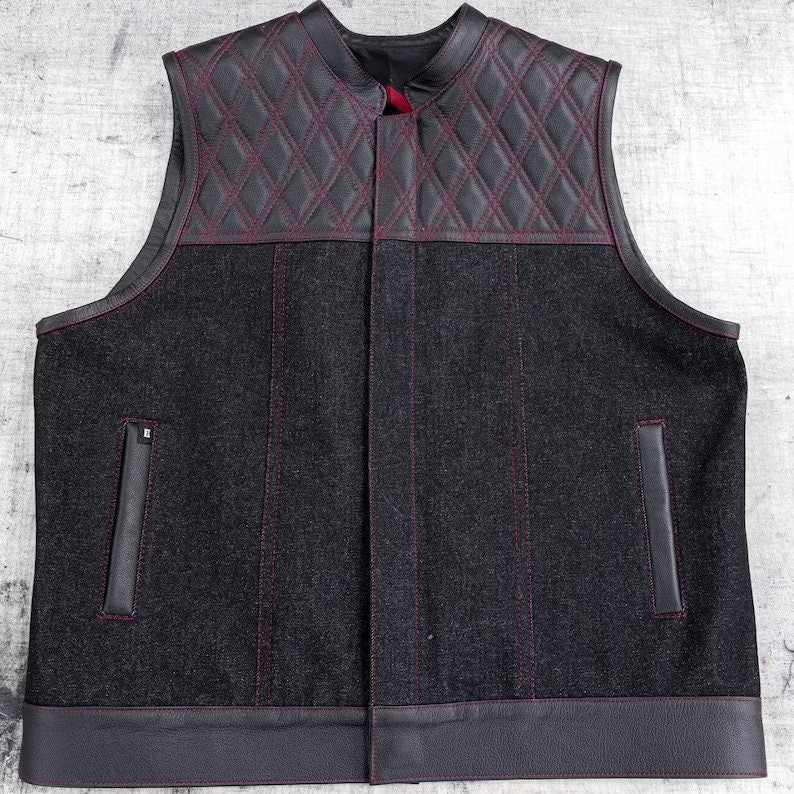 Leather Vest ,Mens Hunt Club Diamond Quilted Black Paisley Leather Build Denim Style Rider Motorcycle Leather Vest ,Men Vest Gifts For Men
