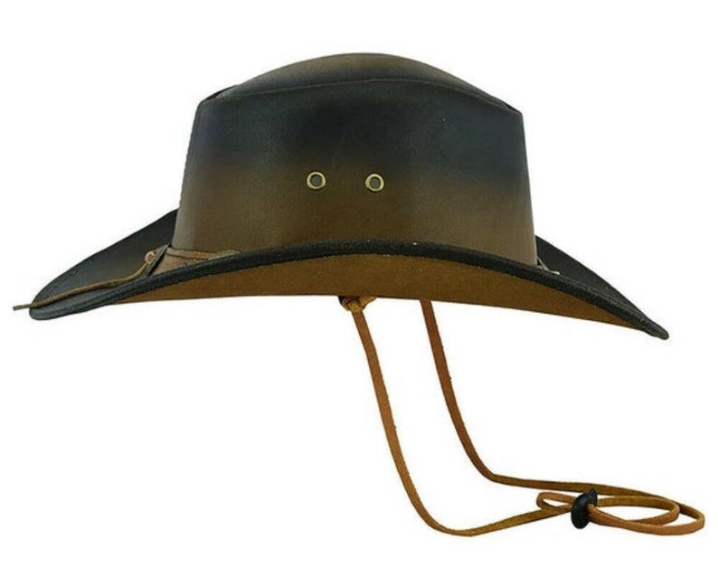 Cowboy Hat Outback Hat Unisex Western-Style Hat For Men Distressed Brown Leather Hat For Women Gift For Him Gift For Her