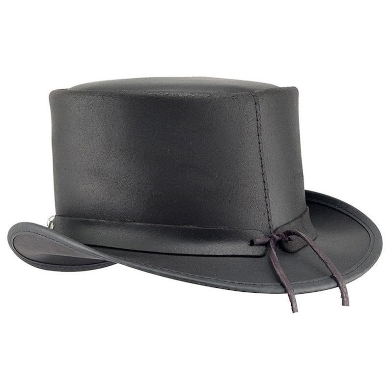 Skulls Chain Band Top Hat Steampunk Hat El Dorado Top Hat Black Steampunk Leather Hat Motorcyclists Hat Biker Hat Voodoo Hatter