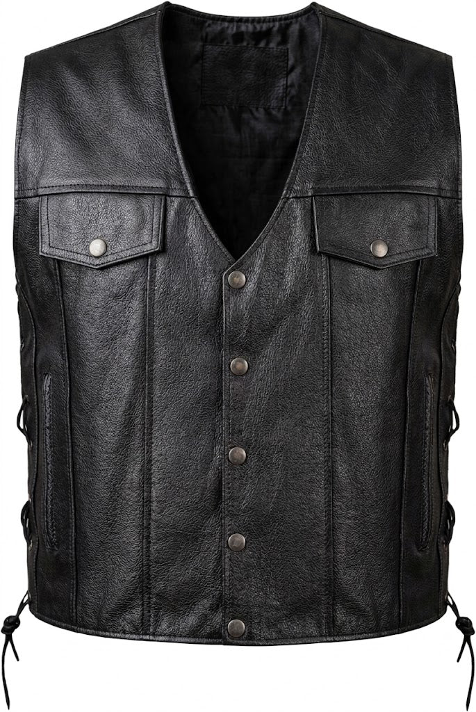 Aethilred Leather Motorcycle Vest for Men & Women Biker Vests For Everyday Motorbike Riding Club All Purpose With Adjustable Sides