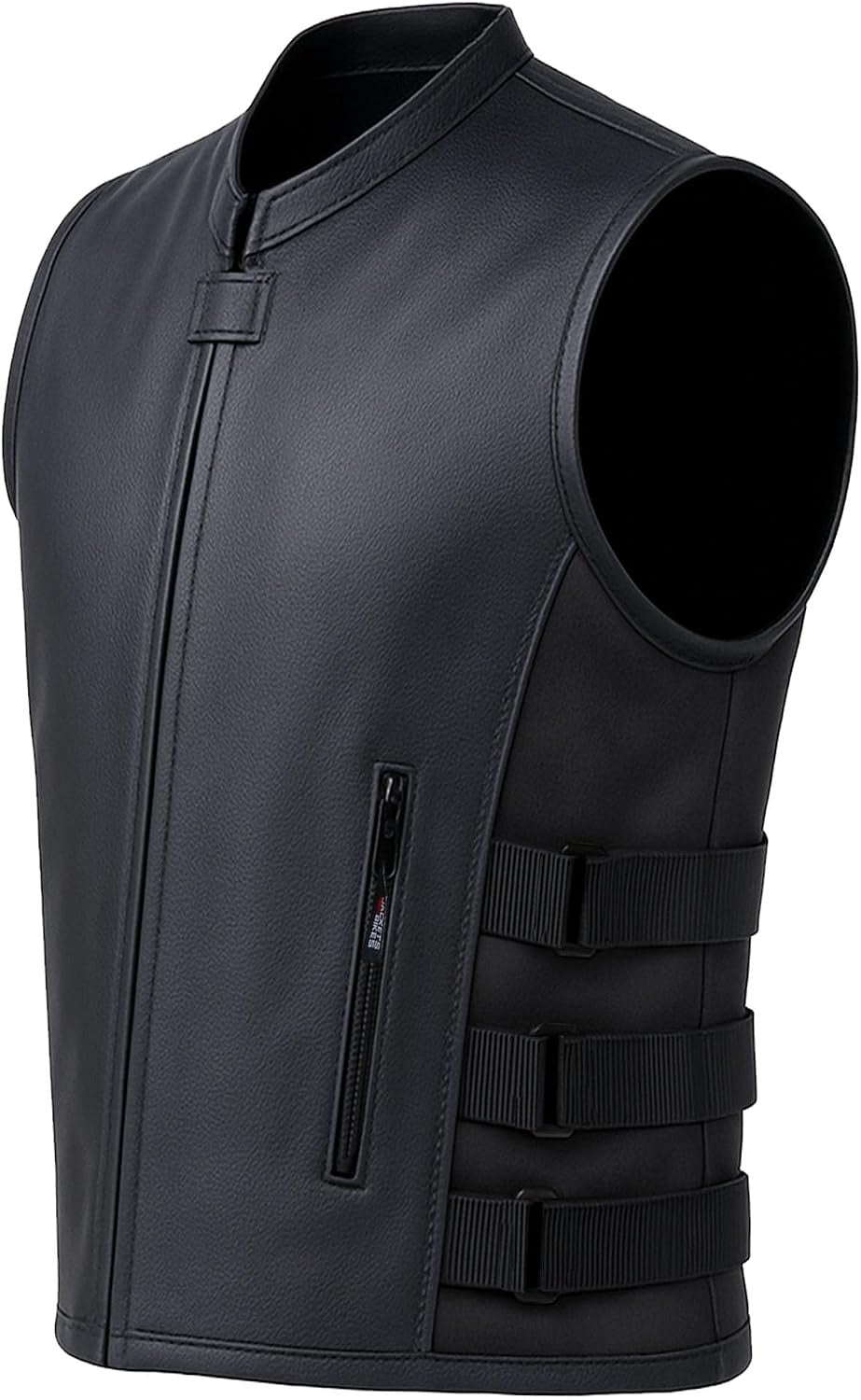 Men's Armor Motorcycle Vest Swat Style, Premium Buffalo Leather Biker Ride