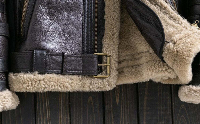 Men’s Sheepskin Brown Shearling Leather Jacket – Vintage Aviator B3 Bomber Jacket with Fur Lining